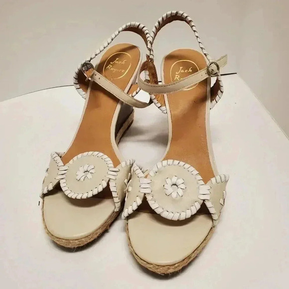 Jack Rogers | Bone Clare Rope Wedge Leather Sandal Size 11M - Picture 9 of 9
